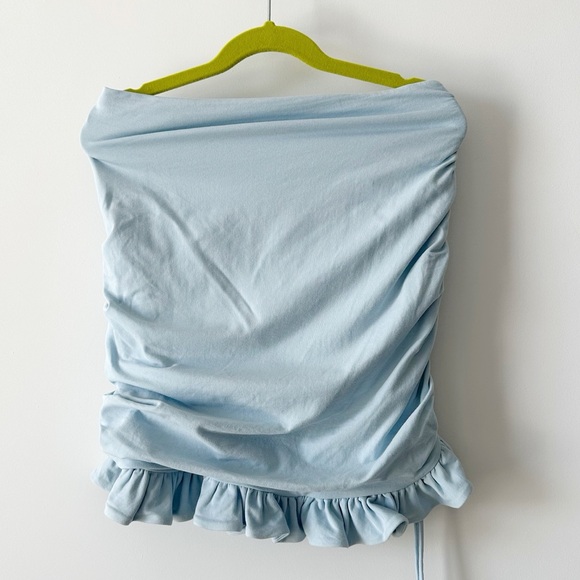 Oh Polly Ruched Mini Skirt – Baby Blue | Size M | New Without Tags - Picture 6 of 7